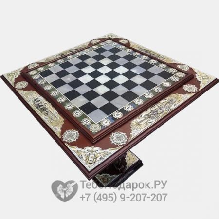 Элитный шахматный стол из дуба и агата Стратег - 4 империи